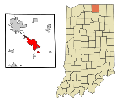 Elkhart County Indiana Incorporated and Unincorporated areas Goshen Highlighted
